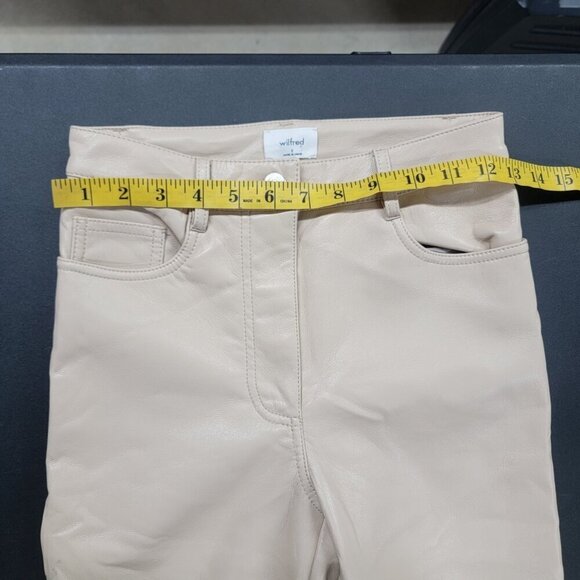 Aritzia Wilfred The Melina Ivory Beige Vegan Leather Straight Leg Pants Size 0 - Picture 9 of 11